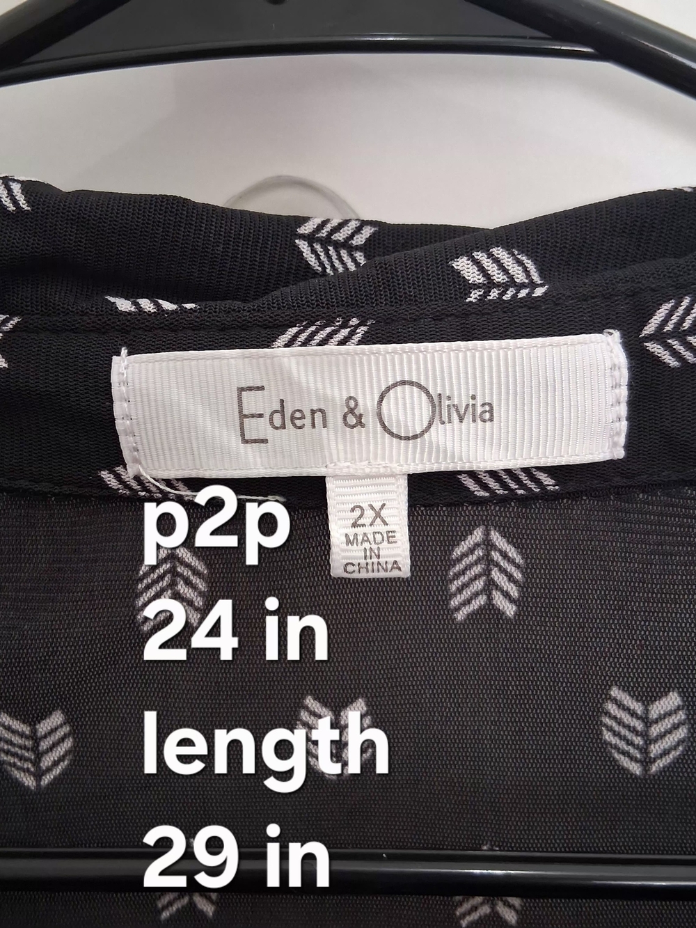 EDEN & OLIVIA Black Button-Front Blouse Size 2X - Picture 5 of 6